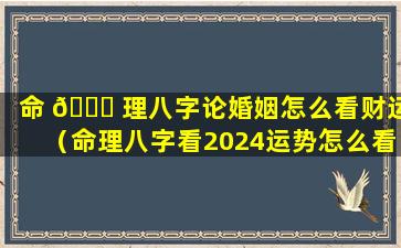 命 🐒 理八字论婚姻怎么看财运（命理八字看2024运势怎么看）